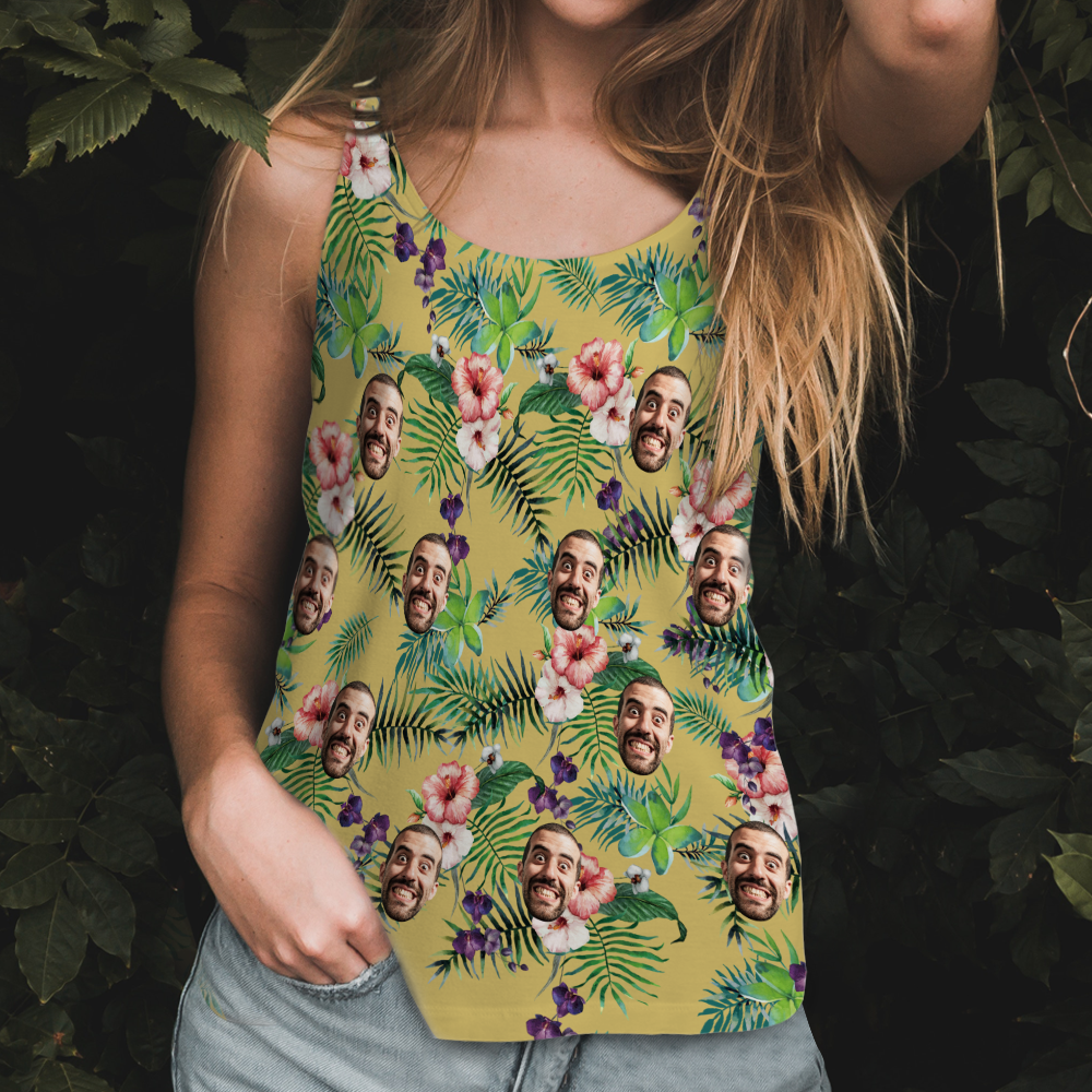 Custom My Face Funny Personalized All Over Print Tank Top - auphotoblanket