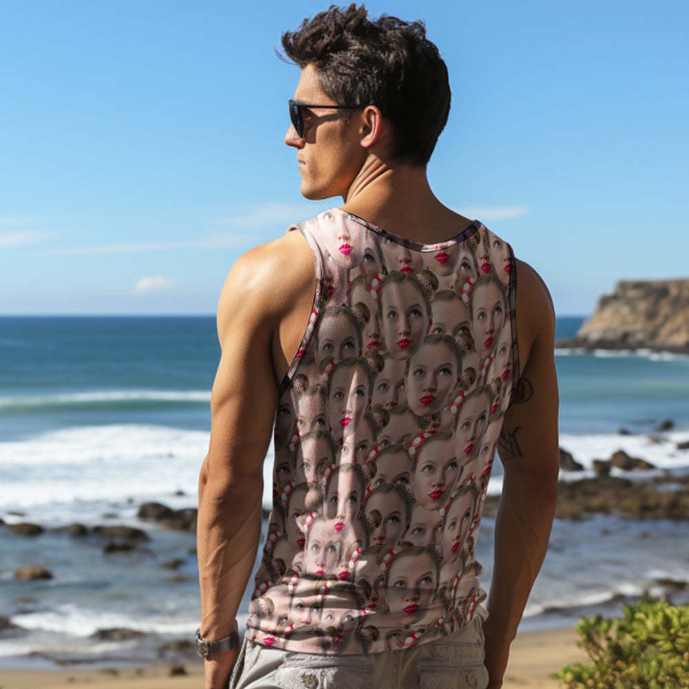 Custom Thick Face Tank Tops Men's Sleeveless Shirt Mash Face - auphotoblanket