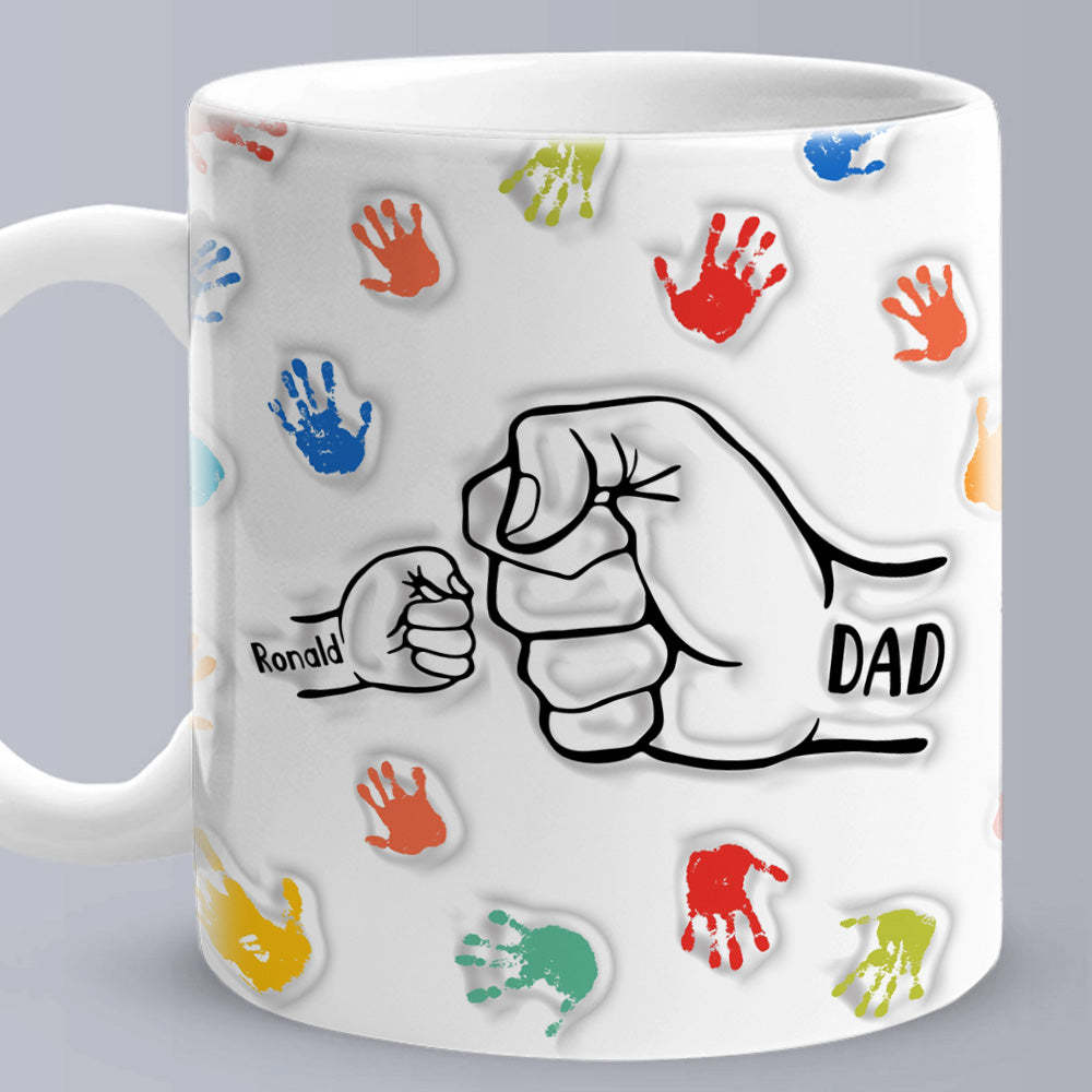 Personalized Custom Names 3D Inflated Effect Printed Mug Gift for Dad Grandpa - auphotoblanket
