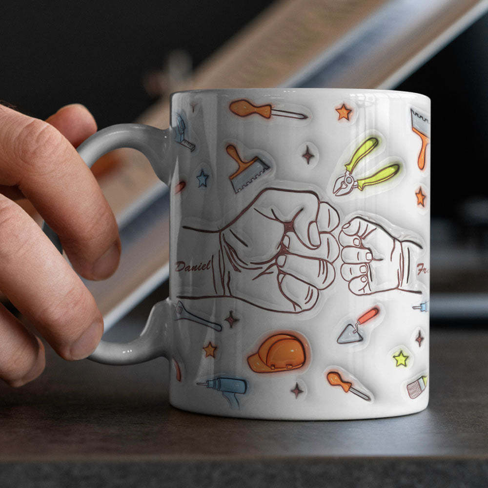 Personalized Names Custom 1-6 Kids 3D Inflated Effect Printed Mug Gift for Dad Grandpa Great Fixer - auphotoblanket