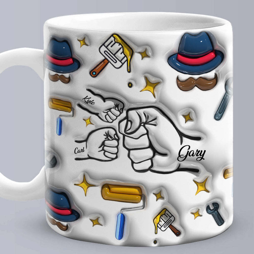 Father's Day Gifts Custom 1-6 Kids Personalized Names 3D Inflated Effect Printed Coffee Mug - auphotoblanket