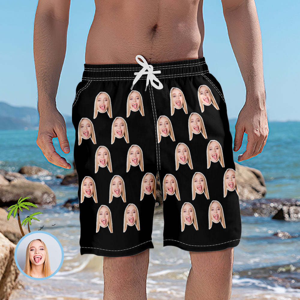 Men's Custom Face Elastic Beach Short Pants - auphotoblanket