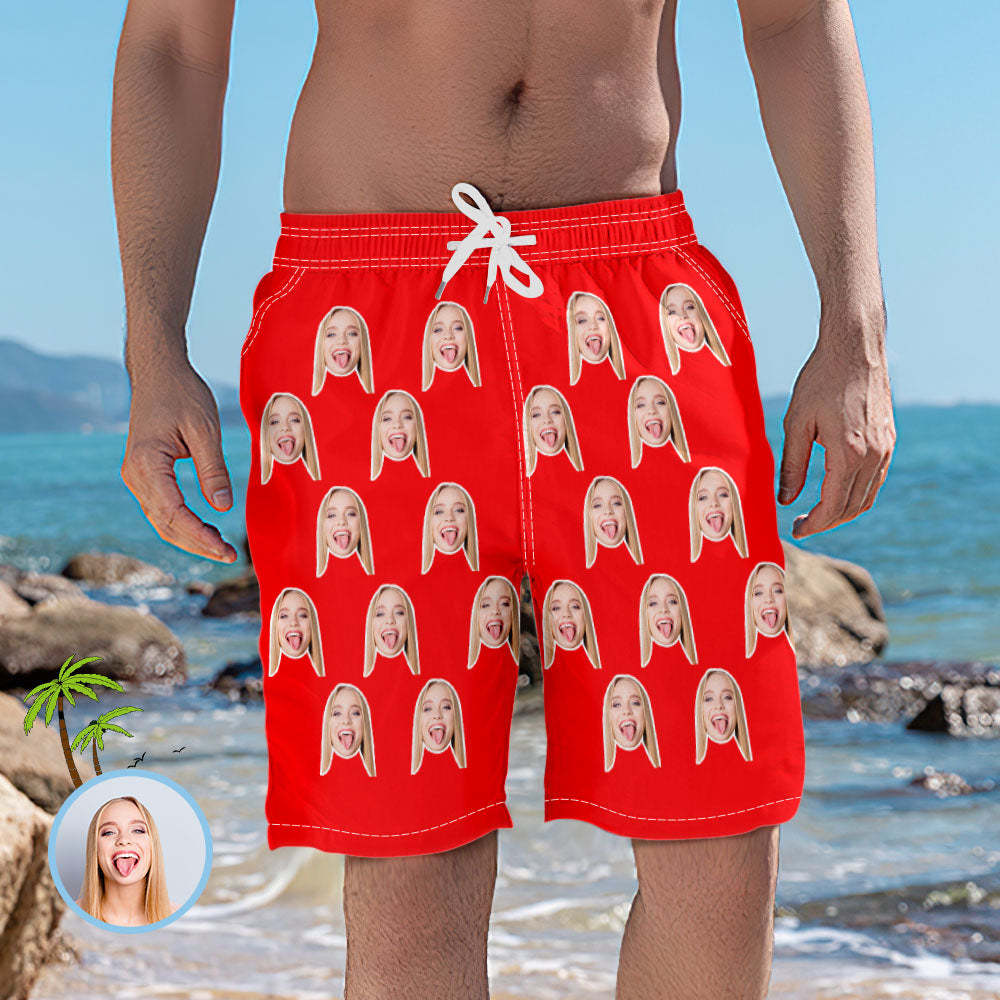 Men's Custom Face Elastic Beach Short Pants - auphotoblanket