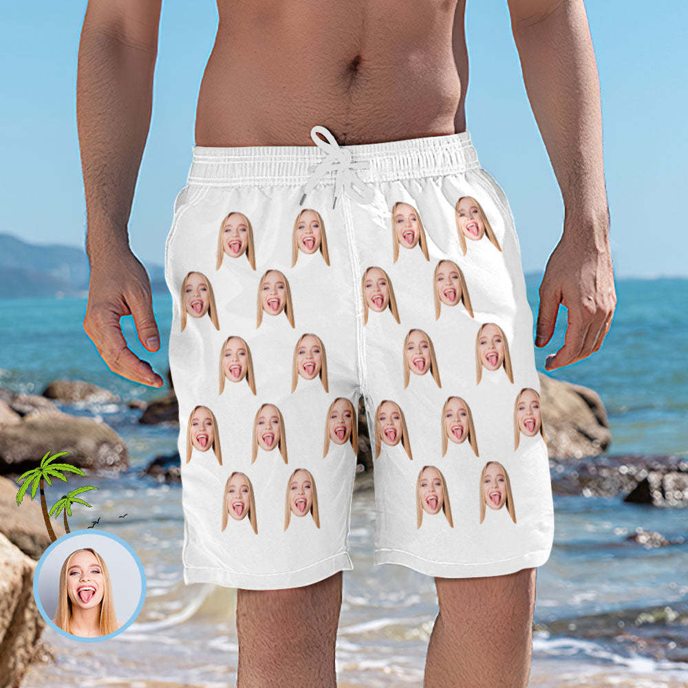 Men's Custom Face Elastic Beach Short Pants - auphotoblanket