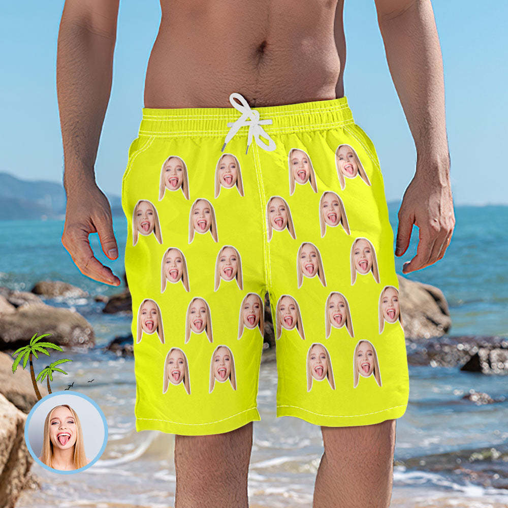 Men's Custom Face Elastic Beach Short Pants - auphotoblanket