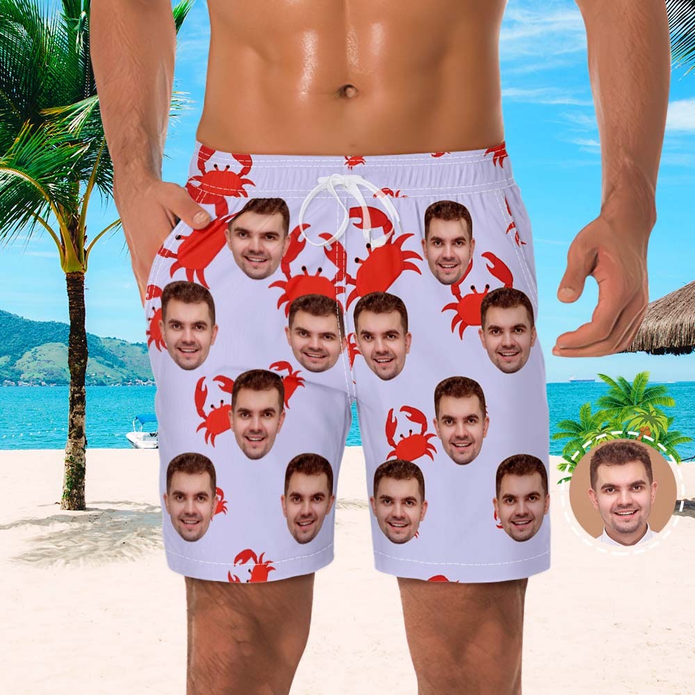 Custom Face Shorts Men's Beach Photo Shorts Little Crab Design - auphotoblanket