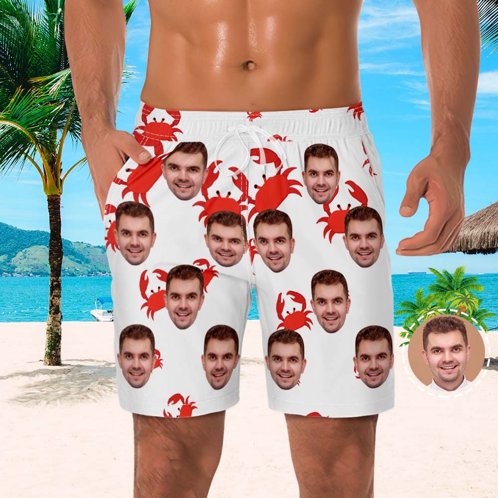 Custom Face Shorts Men's Beach Photo Shorts Little Crab Design - auphotoblanket