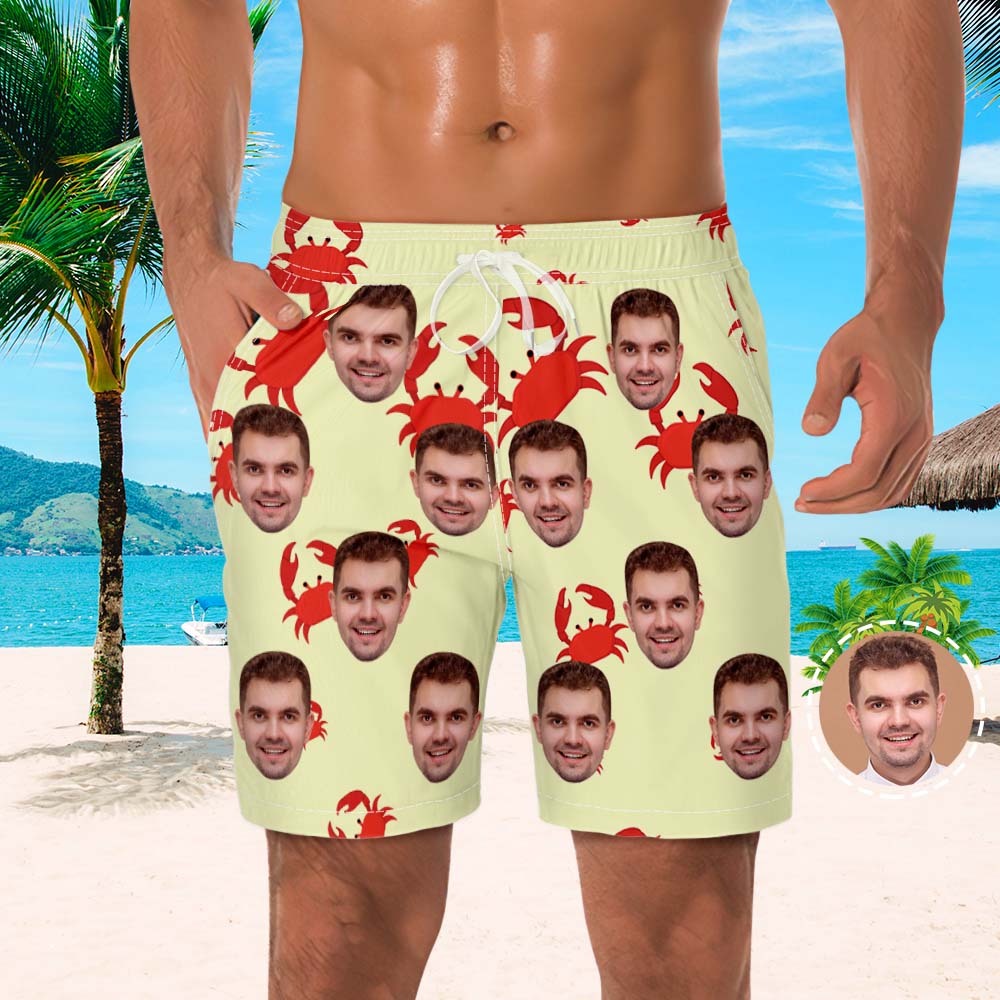 Custom Face Shorts Men's Beach Photo Shorts Little Crab Design - auphotoblanket