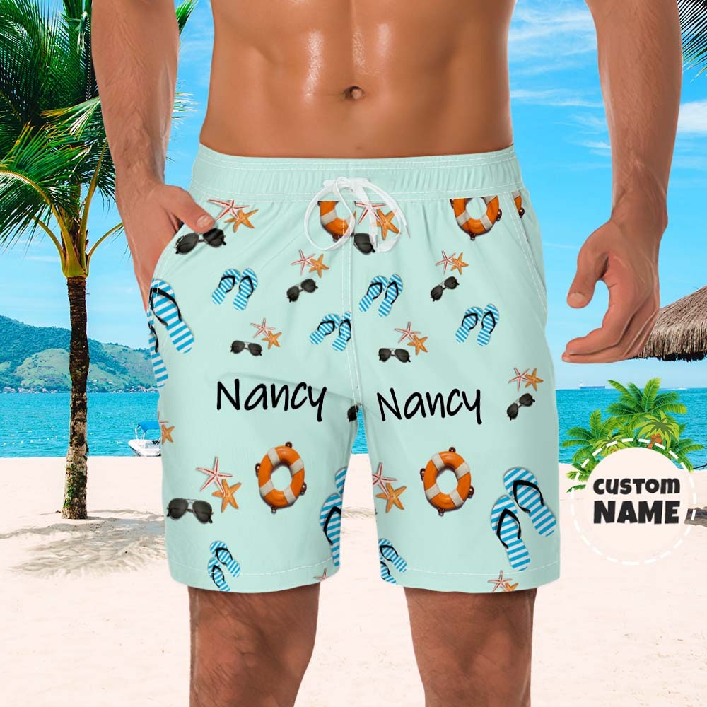 Custom Men's Shorts Custom Name Summer Beach Shorts - auphotoblanket