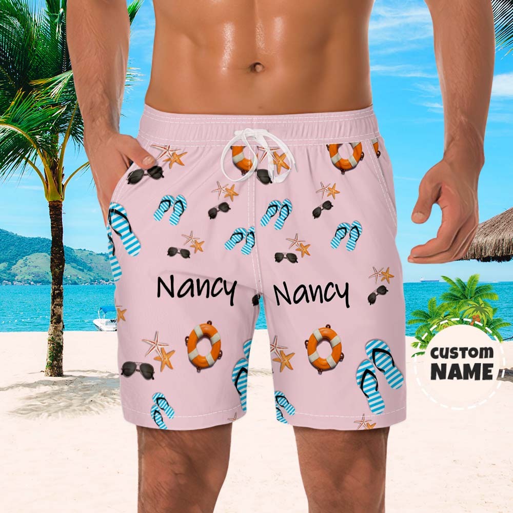 Custom Men's Shorts Custom Name Summer Beach Shorts - auphotoblanket