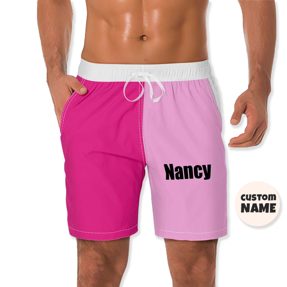 Custom Men's Beach Shorts Custom Name Swim Trunk-Contrast Color - auphotoblanket