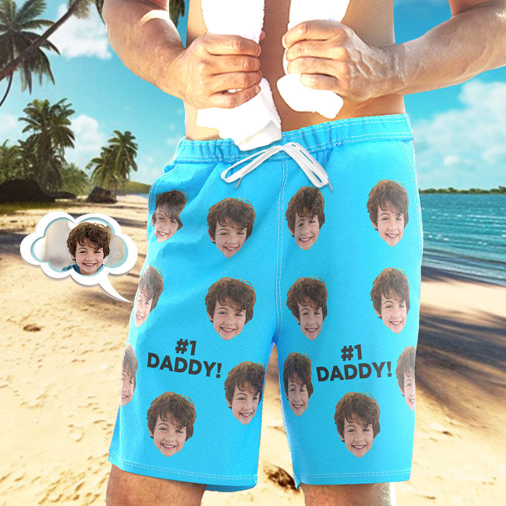 Custom Face Swim Trunks Personalized Beach Shorts Men's Casual Shorts #1 Daddy - auphotoblanket