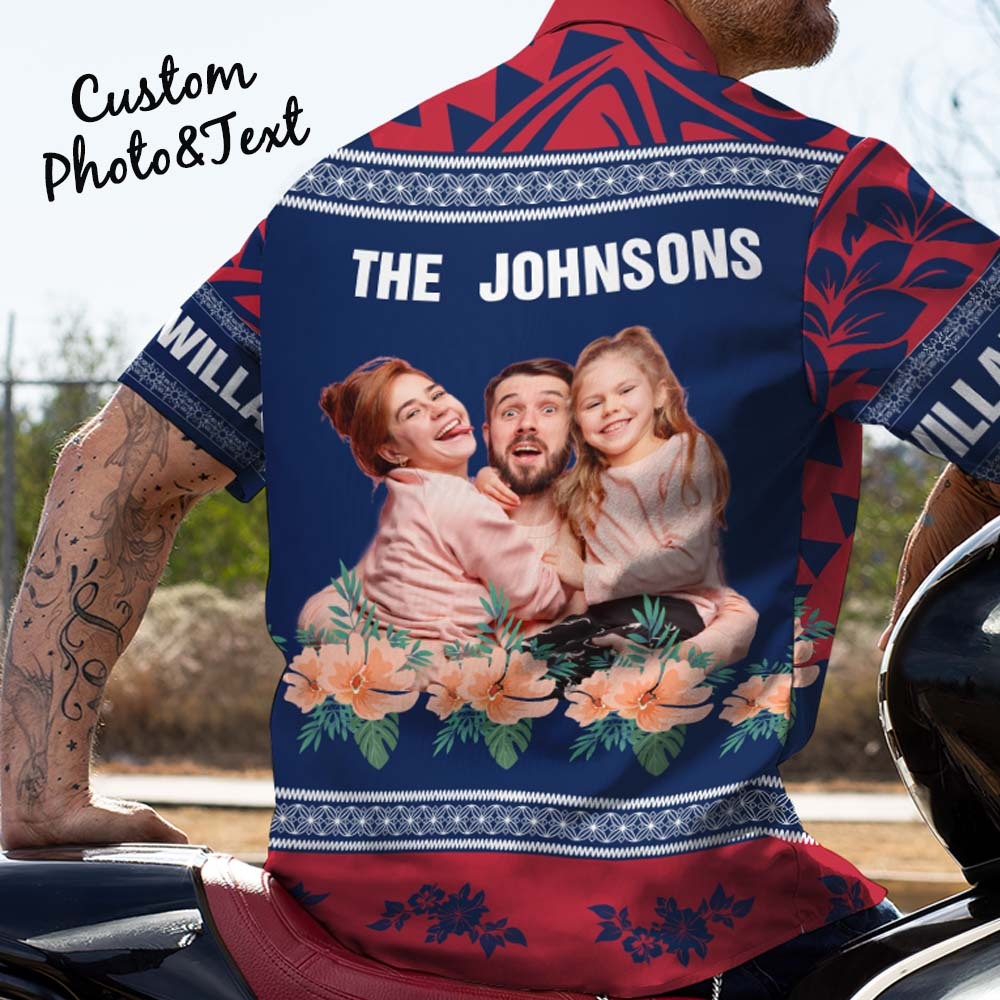Custom Famliy Aloha Shirt Personalized Hibiscus Tropical Hawaiian Shirts For Men - auphotoblanket