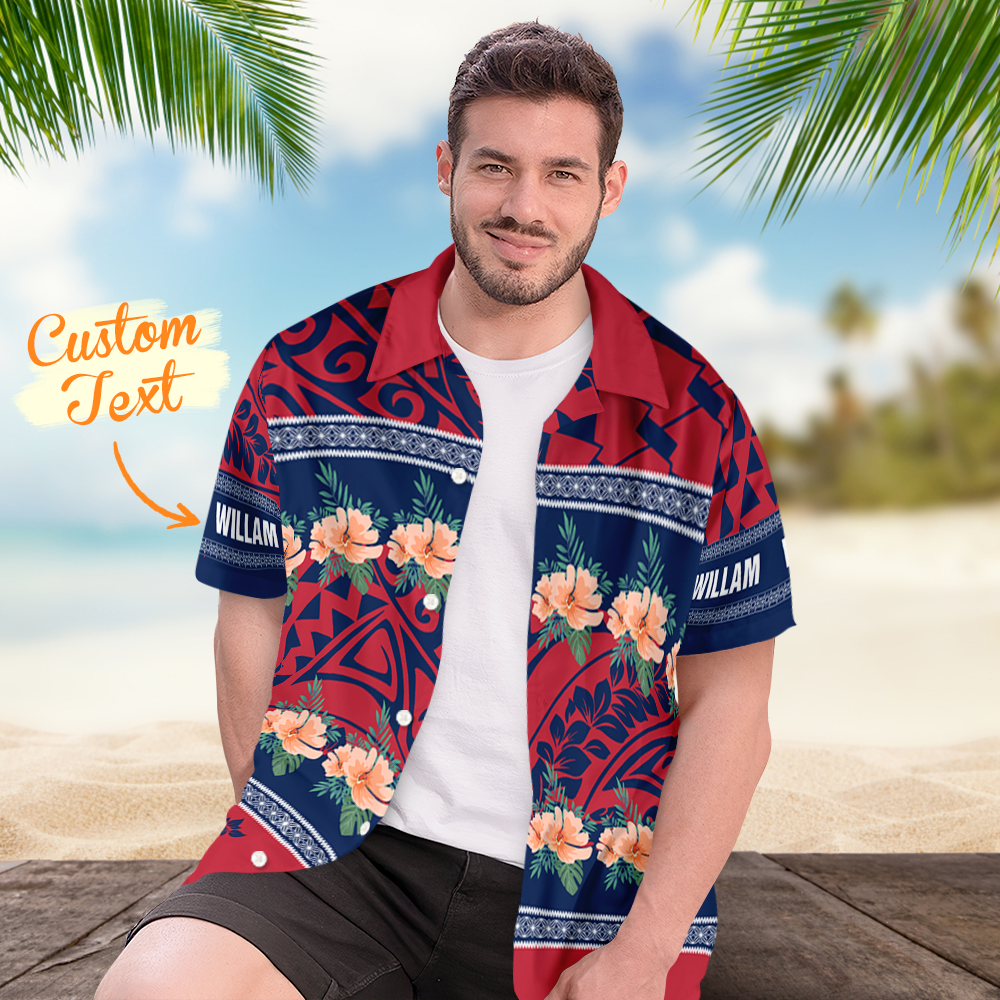 Custom Famliy Aloha Shirt Personalized Hibiscus Tropical Hawaiian Shirts For Men - auphotoblanket
