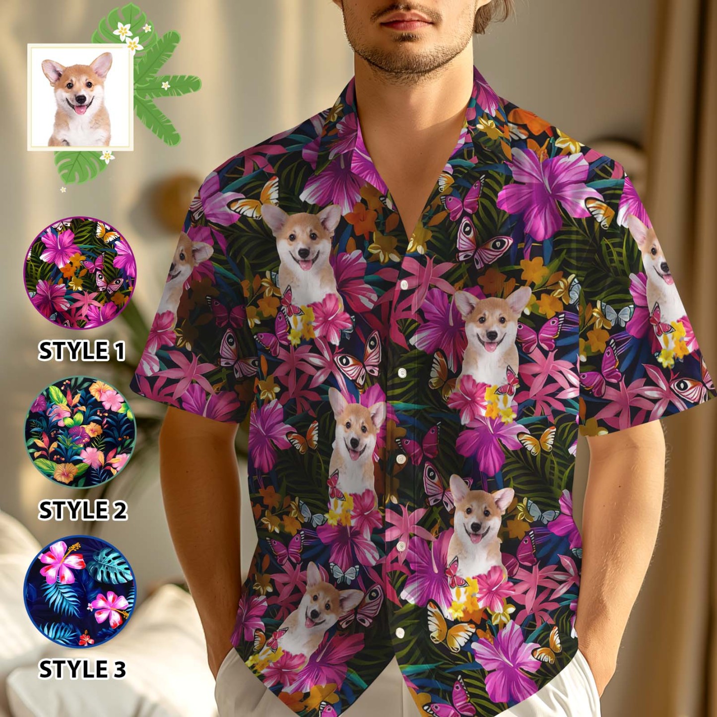 Custom Photo It's Summer & Time For Wandering - Dog & Cat Personalized Custom Unisex Tropical Hawaiian Aloha Shirt - Summer Vacation Gift, Gift For Pet Owners, Pet Lovers