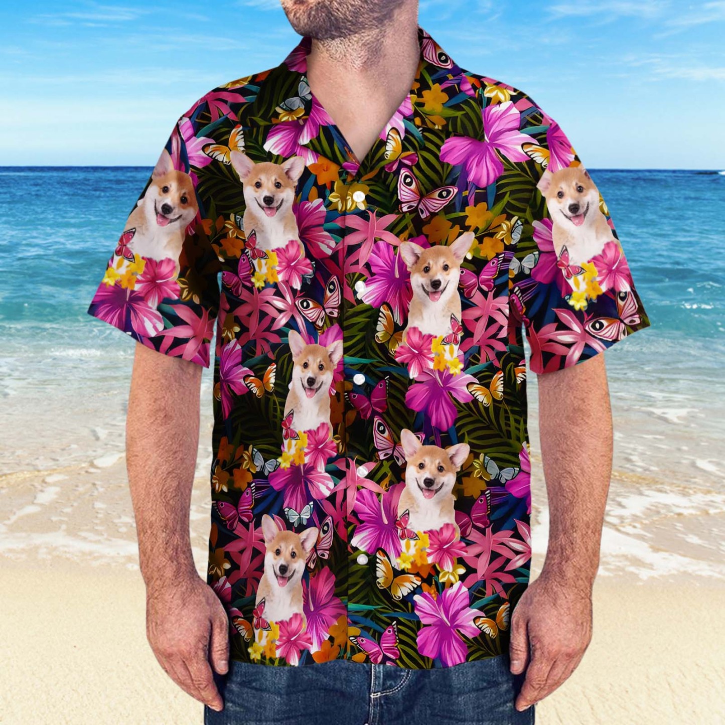 Custom Photo It's Summer & Time For Wandering - Dog & Cat Personalized Custom Unisex Tropical Hawaiian Aloha Shirt - Summer Vacation Gift, Gift For Pet Owners, Pet Lovers - auphotoblanket