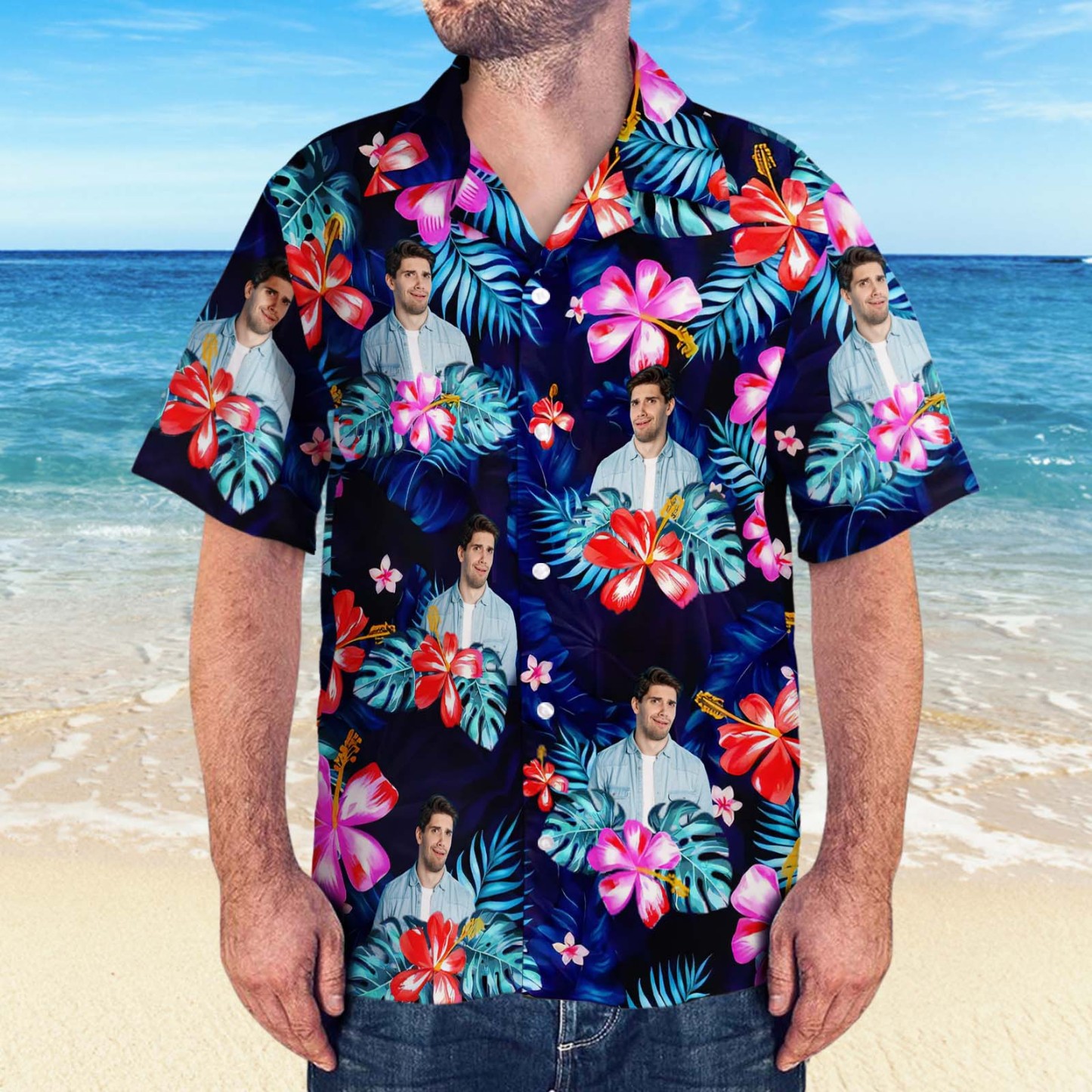 Custom Photo It's Summer & Time For Wandering - Dog & Cat Personalized Custom Unisex Tropical Hawaiian Aloha Shirt - Summer Vacation Gift, Gift For Pet Owners, Pet Lovers - auphotoblanket