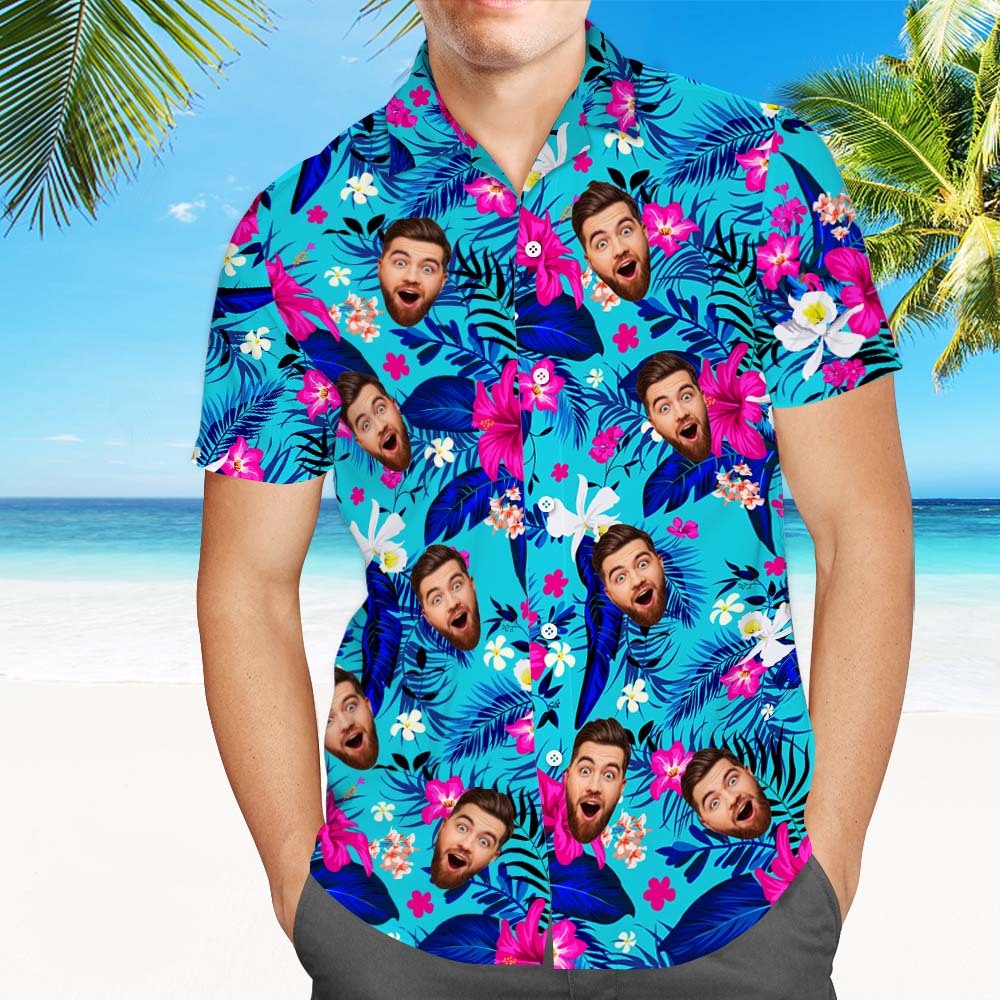 Custom Hawaiian Shirt With Face Personalized Hawaiian Shirt Logo All Over Print Hawaiian Shirt For Men