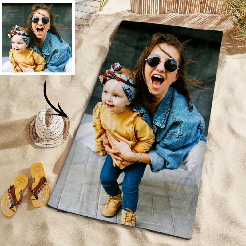 Customized Photo Personalised Beach Towel Gift PoolTowel for Family - auphotoblanket