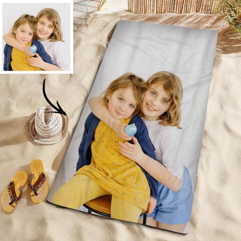 Customized Photo Personalised Beach Towel Gift Beach VacationTowel for Friends - auphotoblanket