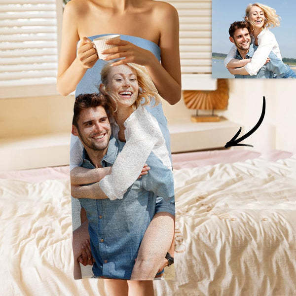 Custom Photo Bath Towels Beach Towels Ultrafine Fiber for Couple - auphotoblanket
