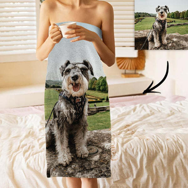 Custom Photo Bath Towels Beach Towels Ultrafine Fiber Bathroom Gifts for Pet Lovers - auphotoblanket