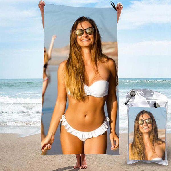 Personalized Bath Towels Custom Print Beach Towels Quick-dry Ultrafine Fiber for Her Sexy Women - auphotoblanket