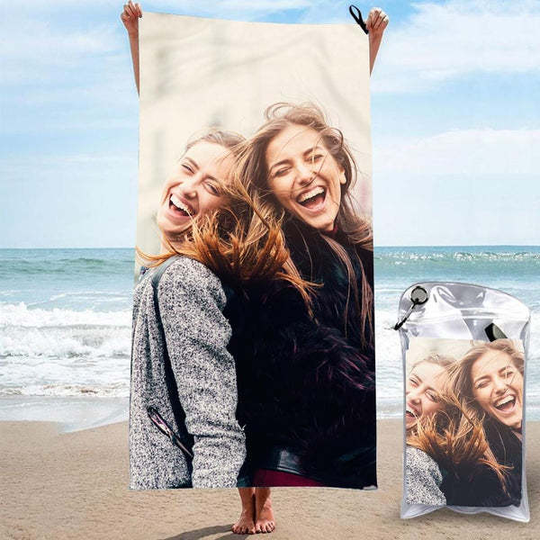 Personalized Bath Towels Custom Print Beach Towels Quick-dry Ultrafine Fiber with My Girl - auphotoblanket