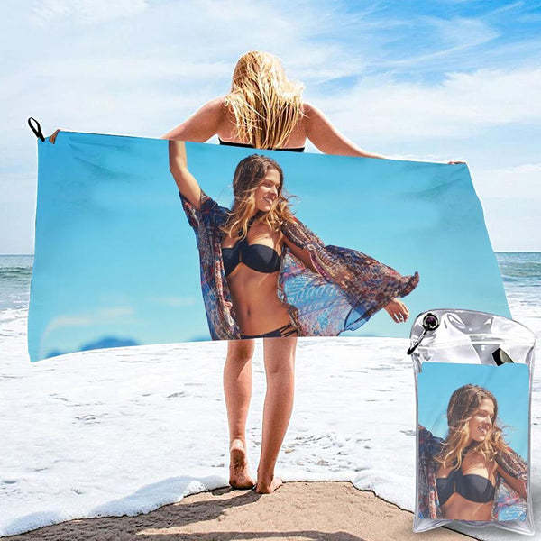Horizontal Personalized Bath Towels Custom Photo Beach Towels Quick-dry Ultrafine Fiber Sexy Girl - auphotoblanket