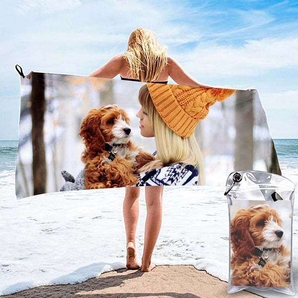 Horizontal Personalized Bath Towels Custom Photo Beach Towels Bathroom Gifts - auphotoblanket