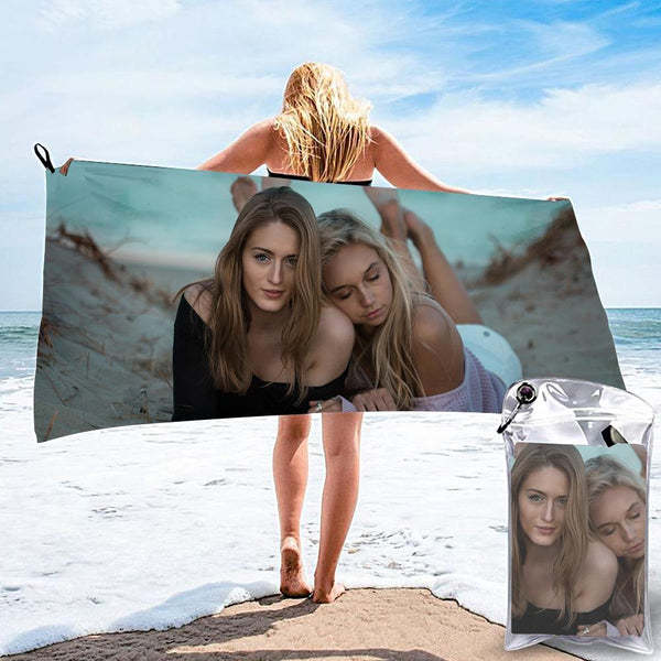 Personalized Bath Towels Custom Photo Beach Towels Anniversary Gift For Her - auphotoblanket