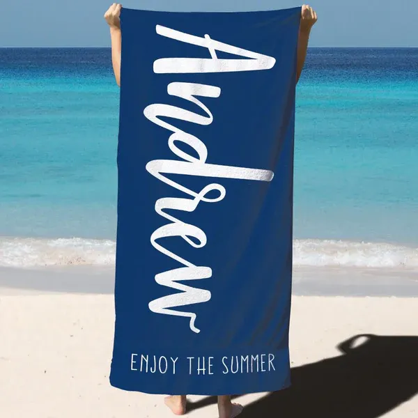 Custom Text Beach Towel For Unisex Towel For Polyester Bath Towel - auphotoblanket