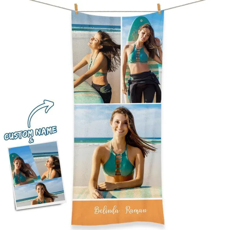 Engraved Photo Towel Gift for Girlfriend - auphotoblanket