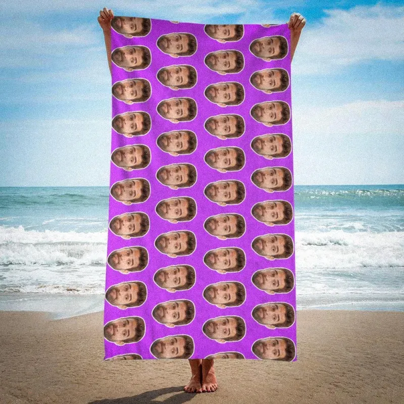 Custom Photo Face Beach Towel Face Towel, Best Friend Gift - auphotoblanket