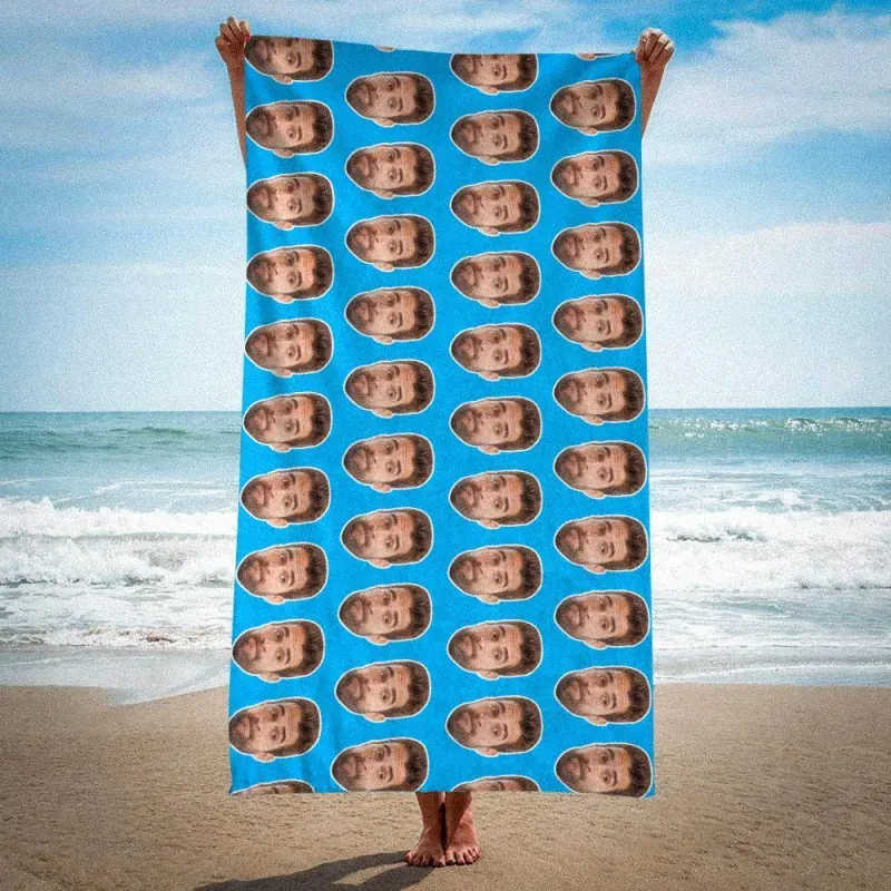 Custom Photo Face Beach Towel Face Towel, Best Friend Gift - auphotoblanket