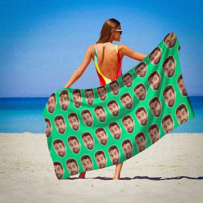 Custom Photo Face Beach Towel Face Towel, Best Friend Gift - auphotoblanket
