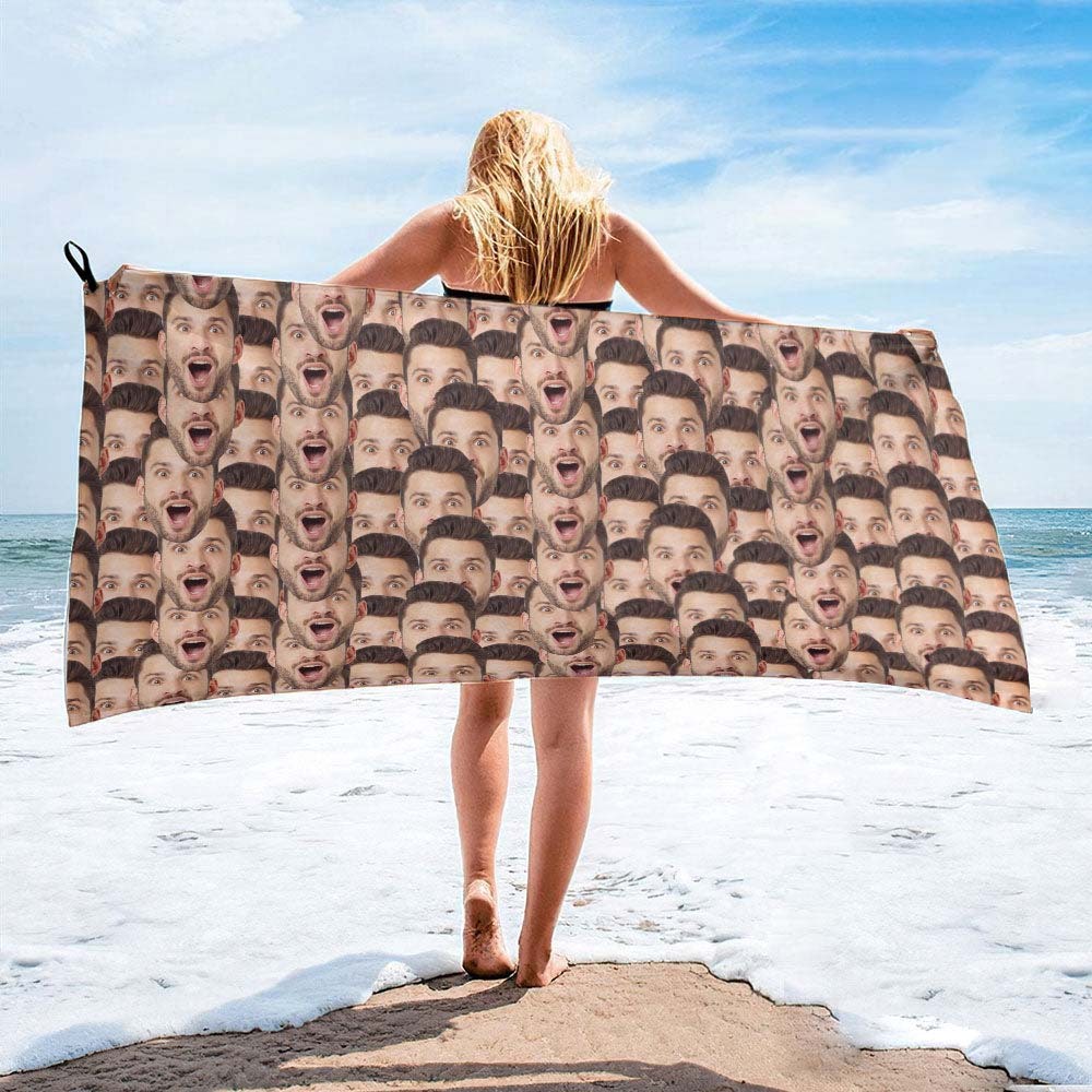 Custom Face Seamless Towel Personalized Photo Towel Funny Gift - auphotoblanket