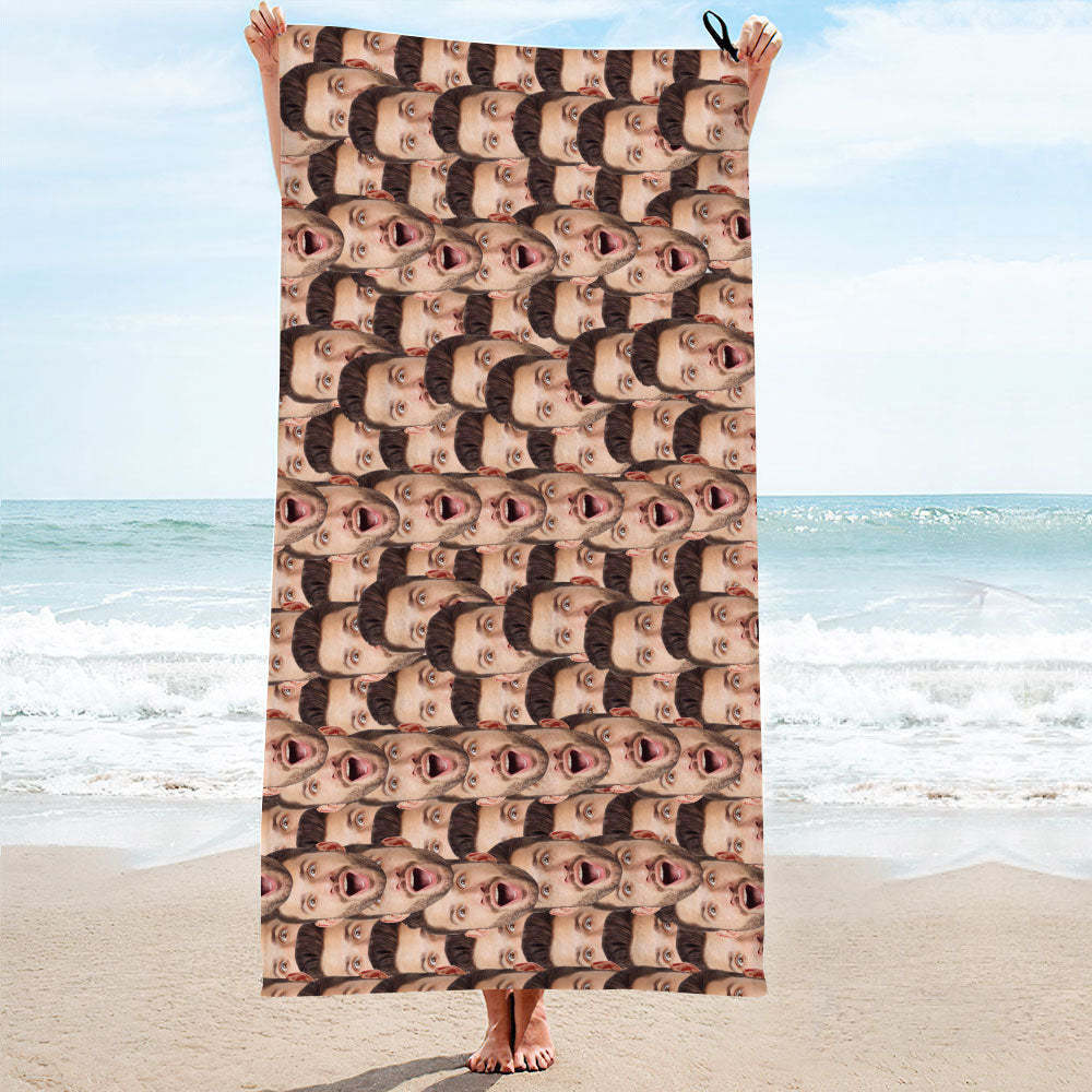 Custom Face Seamless Towel Personalized Photo Towel Funny Gift - auphotoblanket