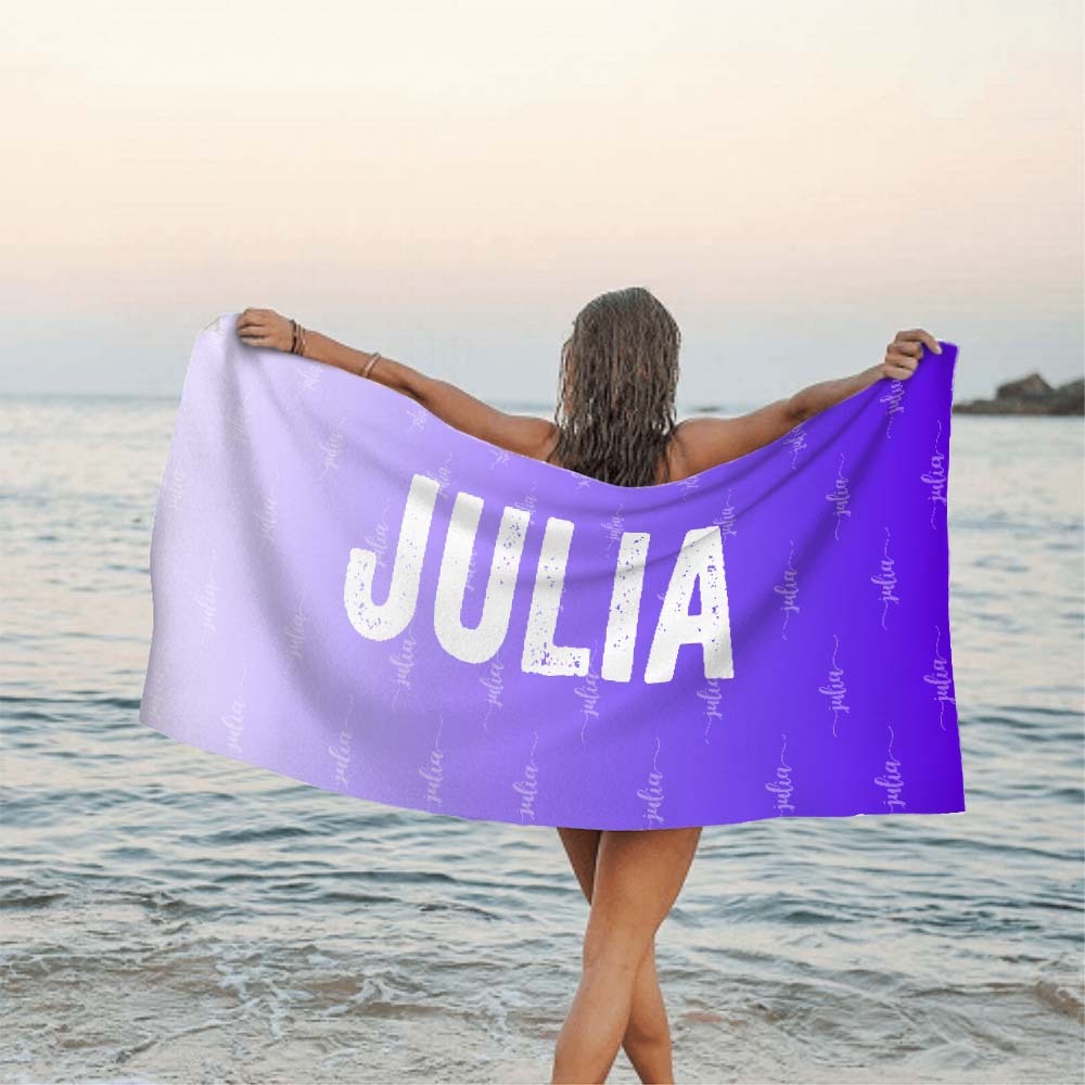 Custom Purple Towel Personalized Photo Towel Special Gift - auphotoblanket
