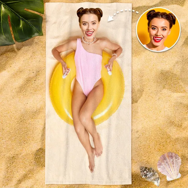 Custom Photo Face Beach Towel Face Towel With Your Dream Body Best Friend Gift - auphotoblanket