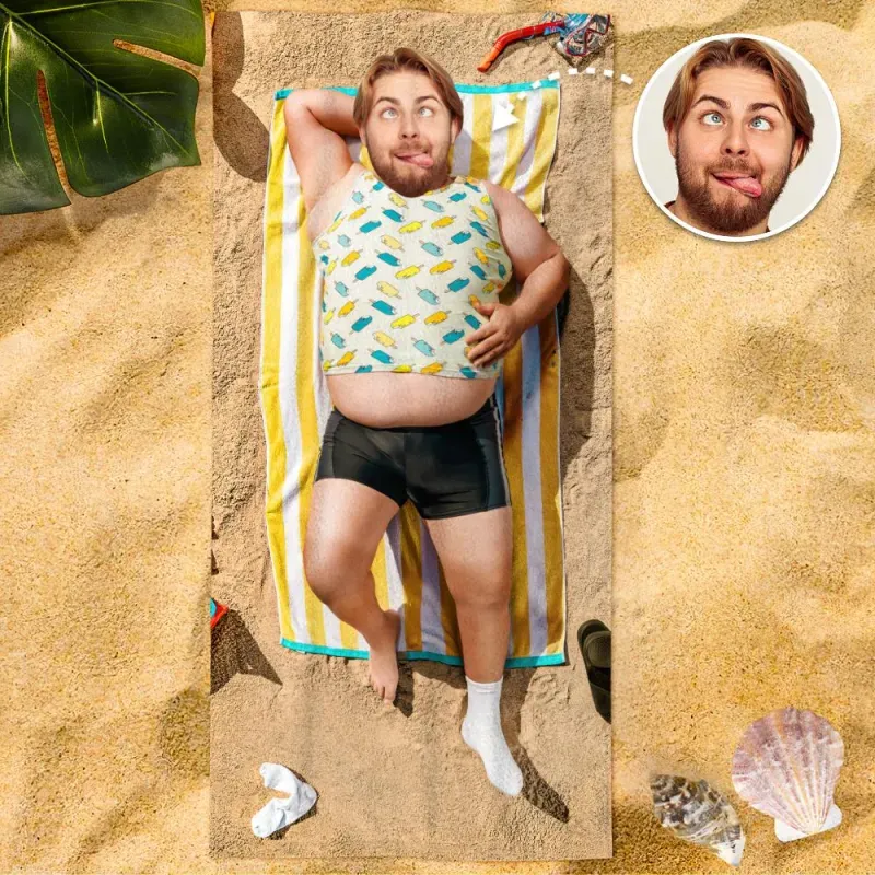 Custom Photo Face Beach Towel Face Towel With Your Dream Body Best Friend Gift - auphotoblanket