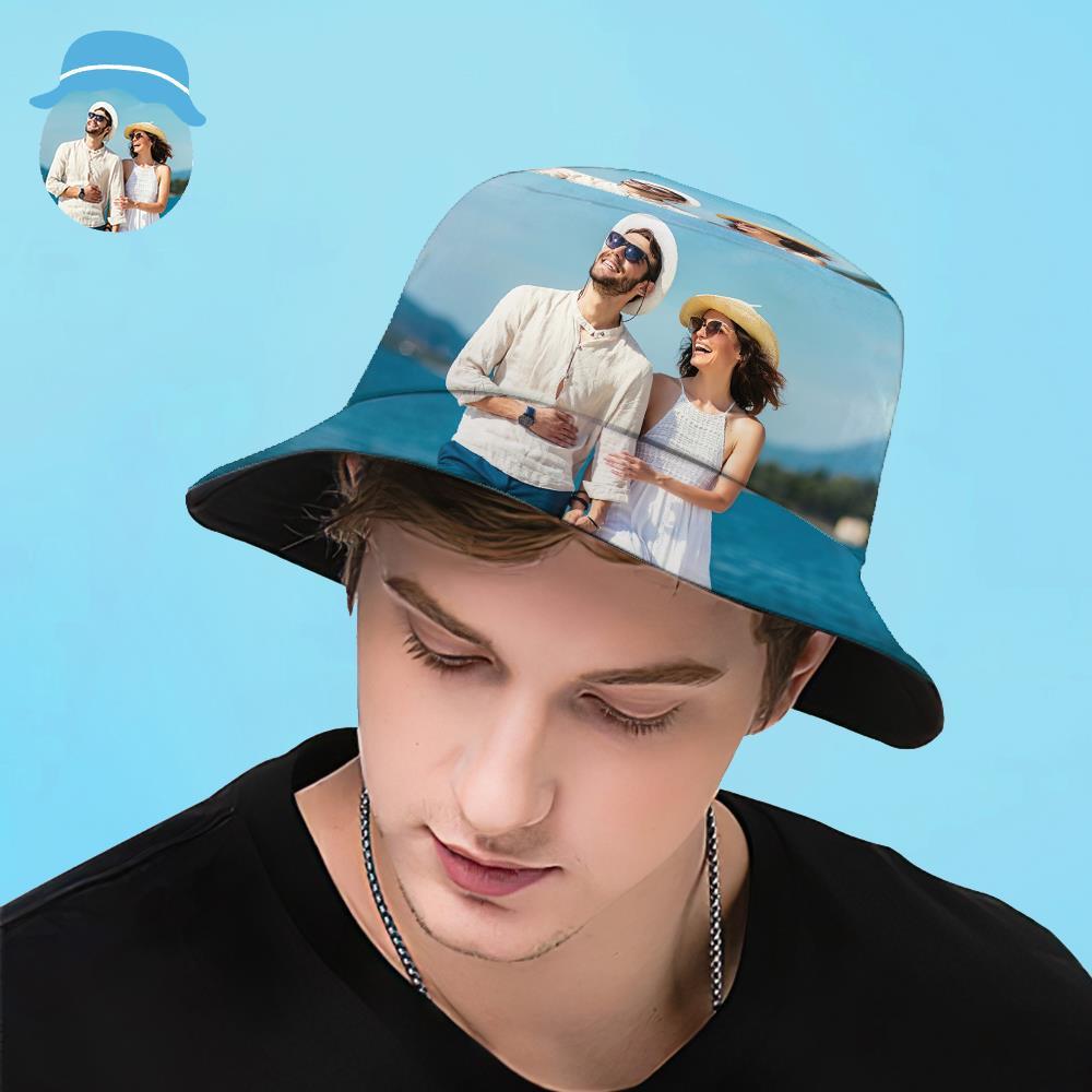 Custom Bucket Hat Unisex Photo Bucket Hat Personalize Wide Brim Outdoor Summer Cap Hiking Beach Sports Hats Gift for Lover - auphotoblanket