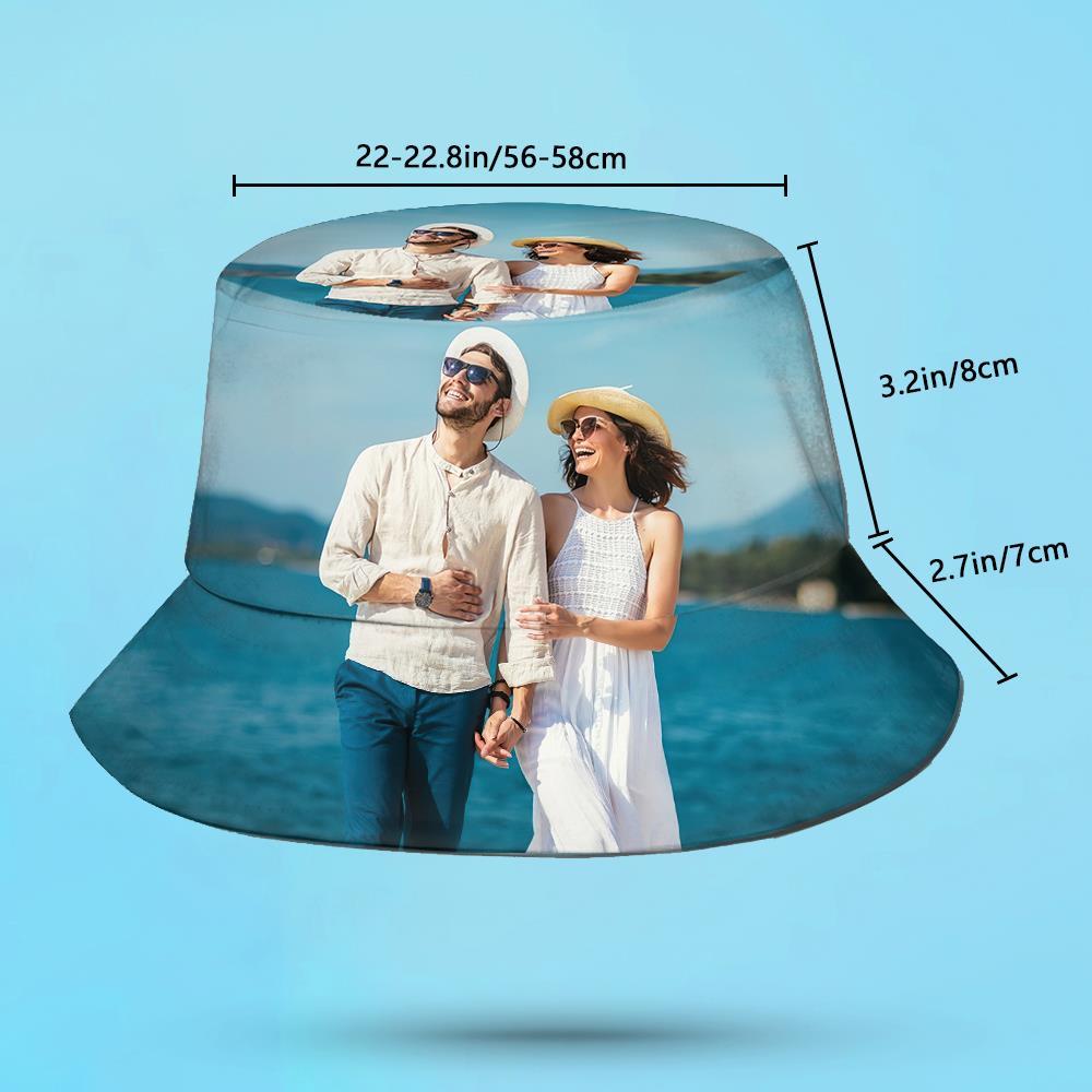 Custom Bucket Hat Unisex Photo Bucket Hat Personalize Wide Brim Outdoor Summer Cap Hiking Beach Sports Hats Gift for Lover - auphotoblanket