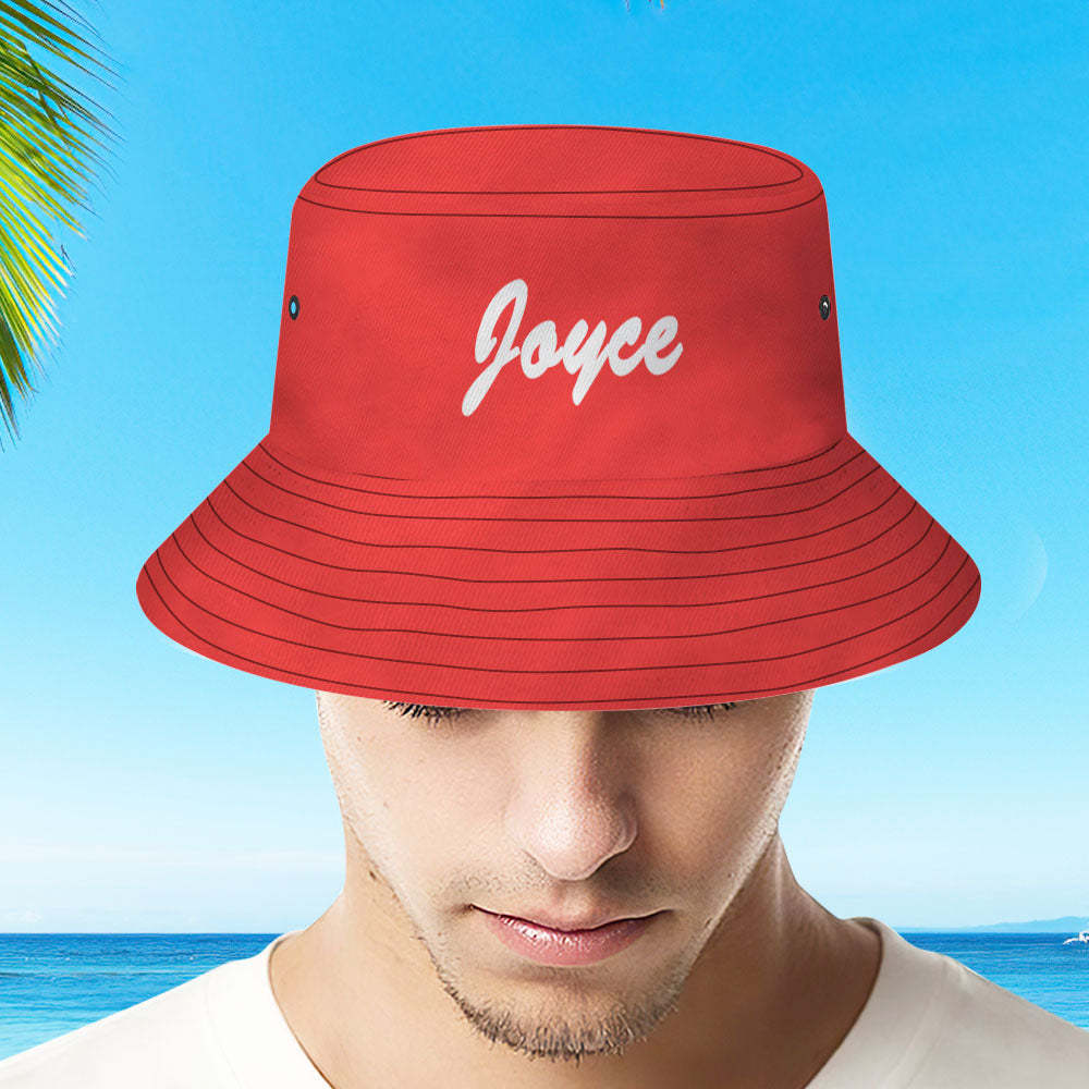 Custom Bucket Hat Unisex Bucket Hat with Text Personalize Wide Brim Outdoor Summer Cap Hiking Beach Sports Hats Gift for Lover Red - auphotoblanket