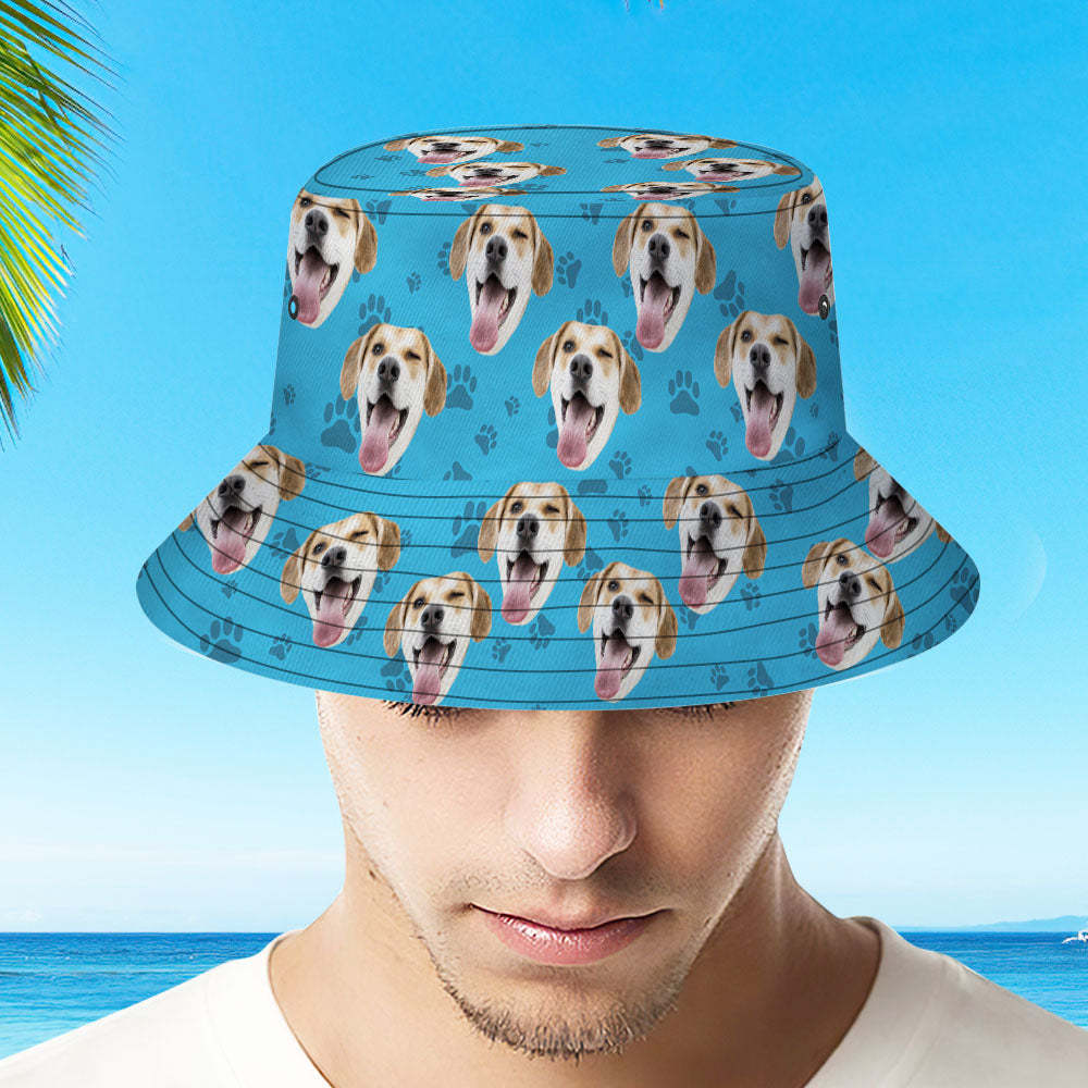 Custom Bucket Hat Unisex Face Bucket Hat Personalize Wide Brim Outdoor Summer Cap Hiking Beach Sports Hats Gift for Lover-Dog Pattern Bucket Hat - auphotoblanket