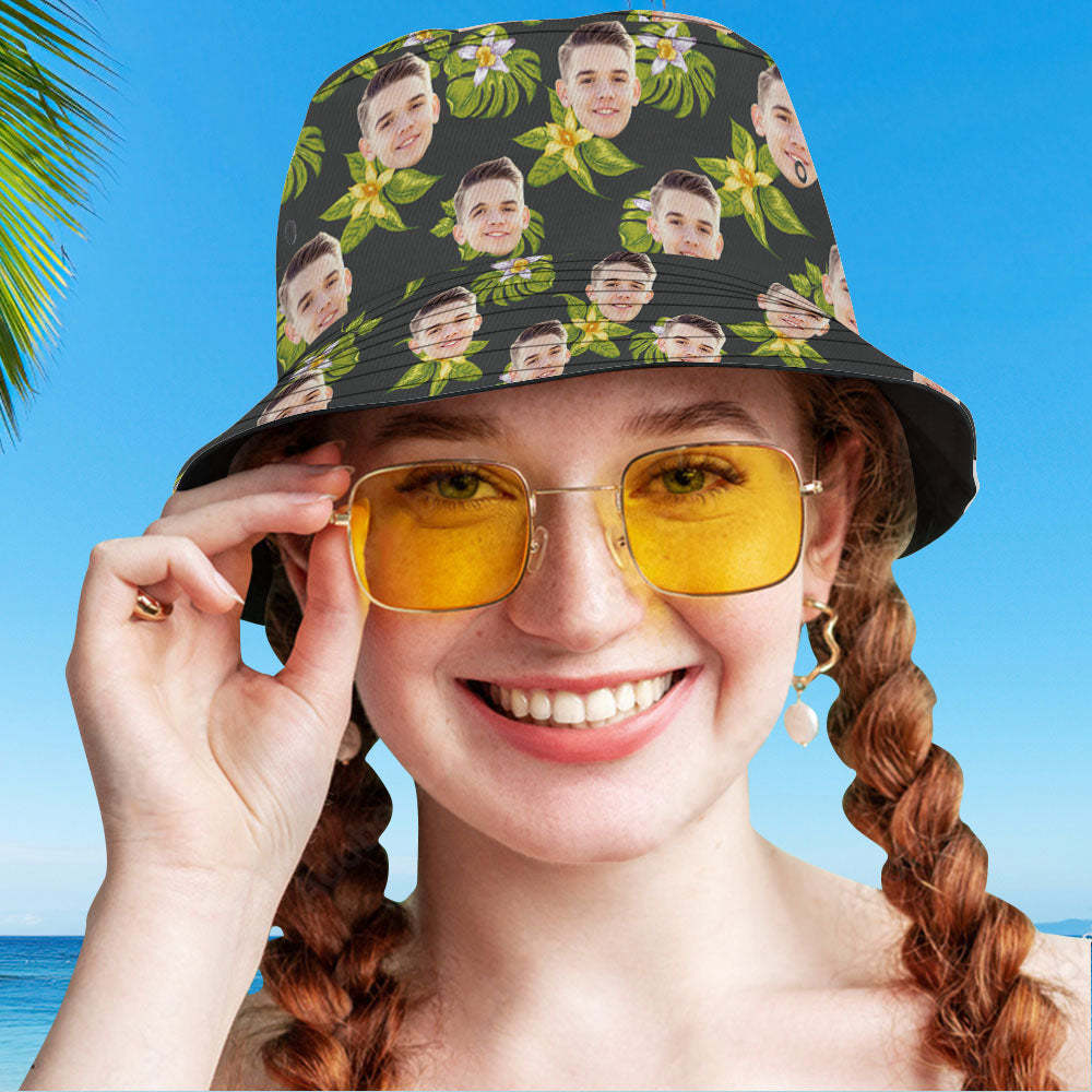 Custom Over Print Hawaiian Fisherman Hat Bucket Hat Beach Sports Hat - auphotoblanket
