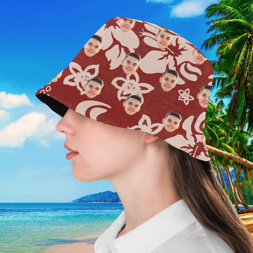 Custom Photo Tropical Flower Print Hawaiian Fisherman Hat Bucket Hat - auphotoblanket