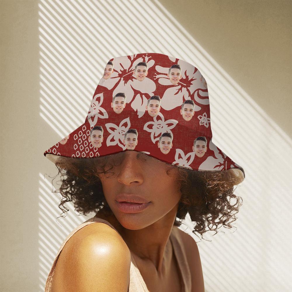 Custom Photo Tropical Flower Print Hawaiian Fisherman Hat Bucket Hat - auphotoblanket