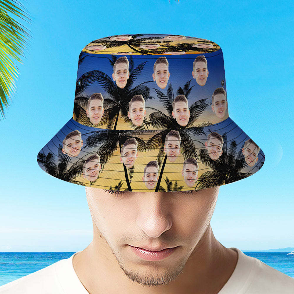 Custom Leaves Hawaiian Fisherman Hat Bucket Hat Beach Sports Hat - auphotoblanket