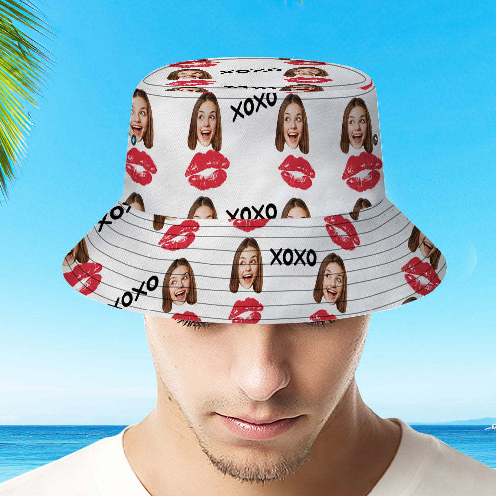 Personalized Red Lip Hawaiian Fisherman Hat Bucket Hat Valentine's Day Gift - auphotoblanket